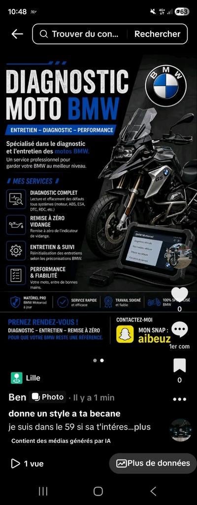 Diag moto bmw et logo led