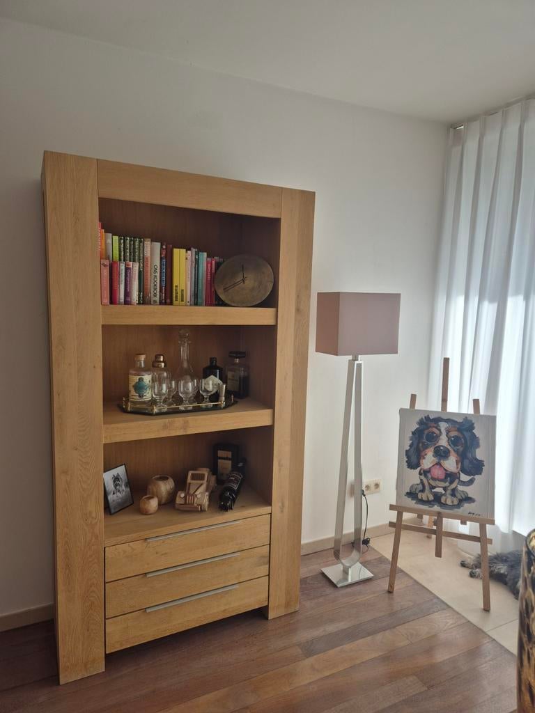 Boekenkast volledig eik natuurlijk, Maison & Meubles, Armoires | Bibliothèques, Enlèvement