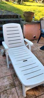 Transat blanc à roues (+1 offert), Tuin en Terras, Ligbedden, Ophalen, Gebruikt, Plastic, Verstelbaar