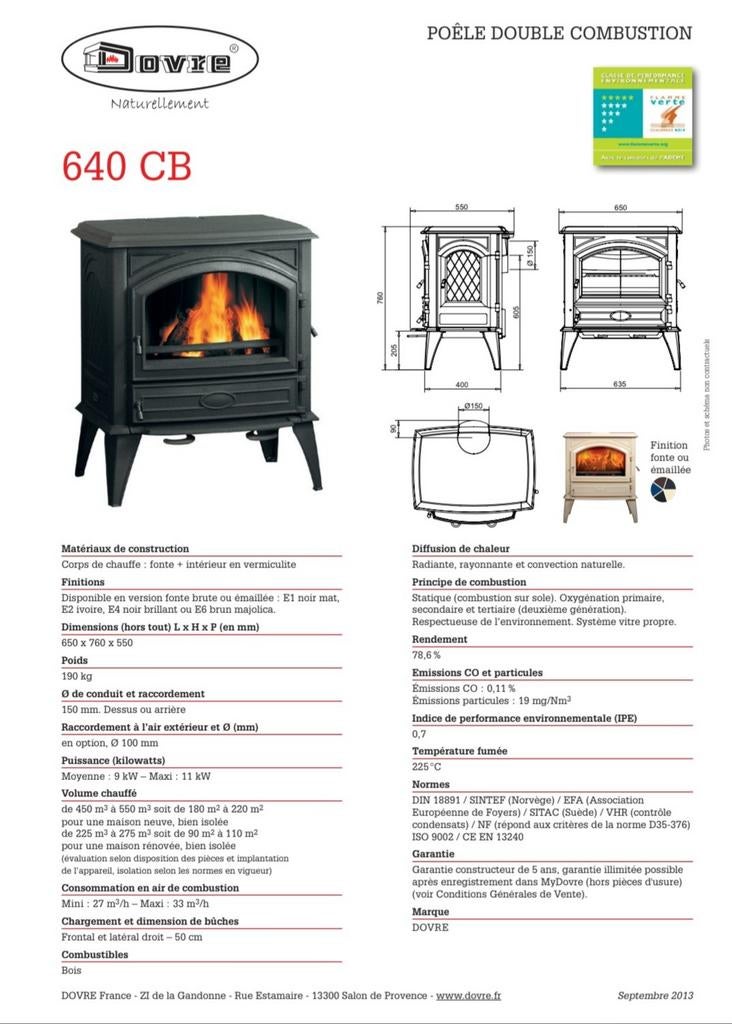 Poêle Dovre  640 CB, Huis en Inrichting, Kachels