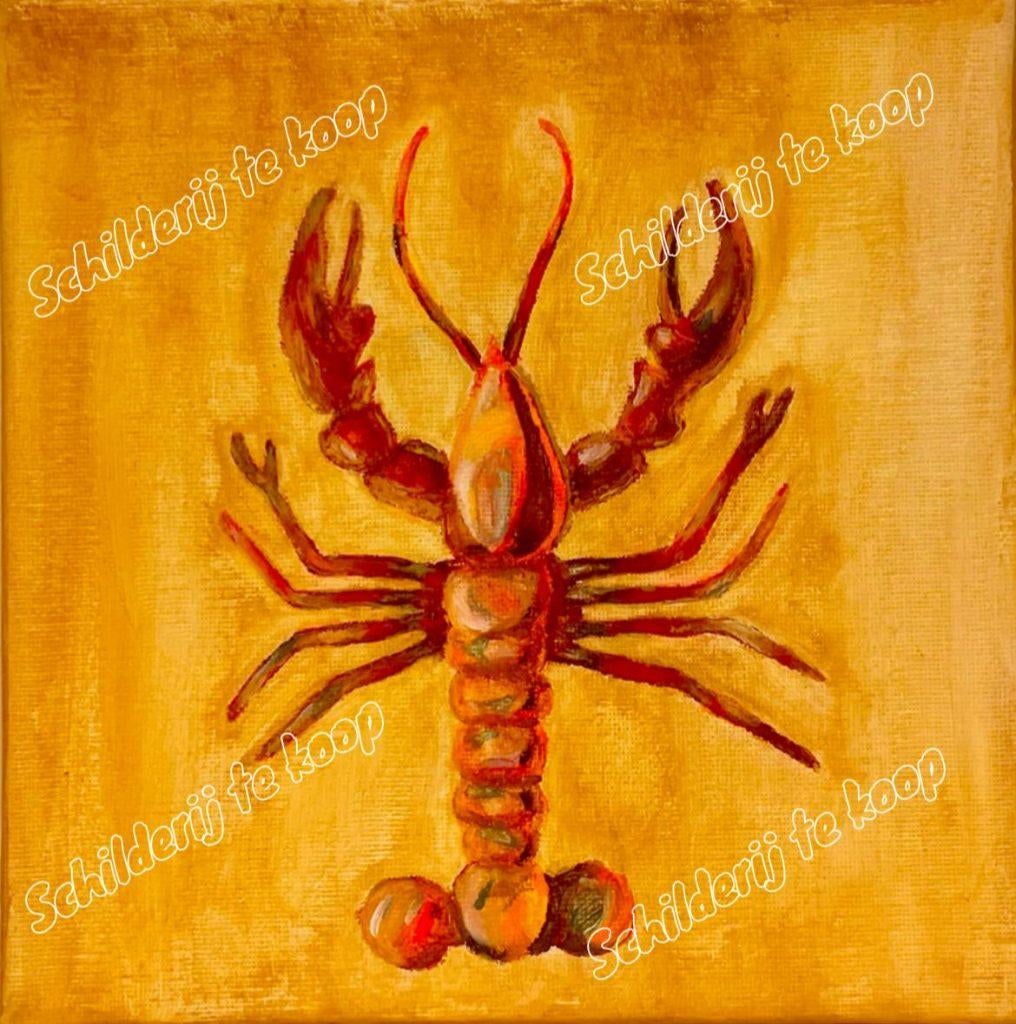 Unieke originele schilderij van een Kreeft, Ophalen of Verzenden