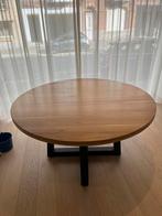 Ronde eiken tafel met ijzer onderstel, Huis en Inrichting, Tafels | Salontafels, Ophalen, Zo goed als nieuw