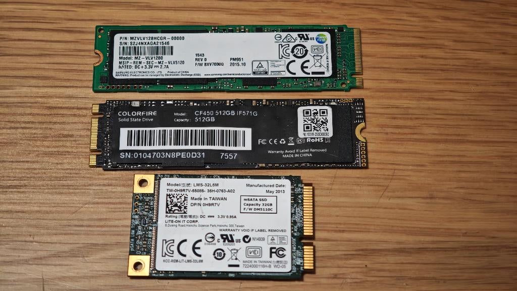 Hdd 1tb, ssd 512gb, 128gb, Computers en Software, Harde schijven, Ophalen, Intern, 1024gb, Zo goed als nieuw