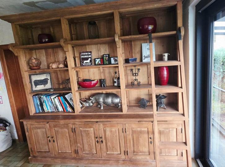 Buffetboekenkast van massief teakhout, Huis en Inrichting, Kasten | Boekenkasten, Teakhout, Ophalen