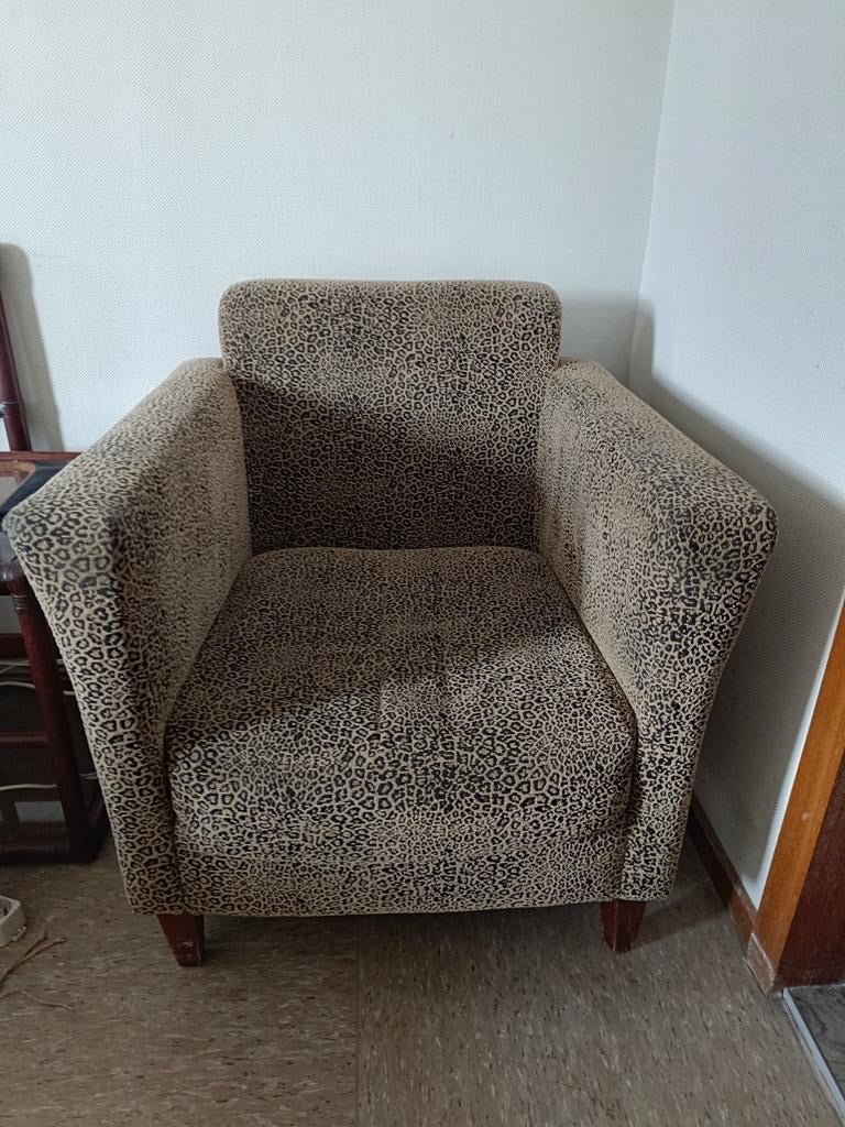 Fauteuil tissu Léopard  vintage, Maison & Meubles, Enlèvement