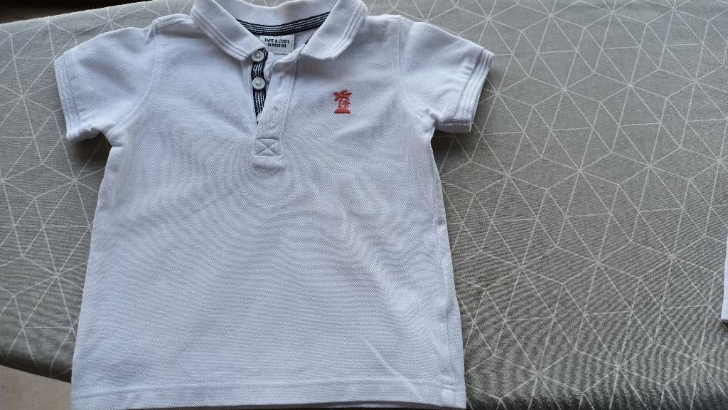 Poloshirtje - wit - Maat 80, Kinderen en Baby's, Babykleding | Maat 80, Zo goed als nieuw, Jongetje of Meisje, Shirtje of Longsleeve