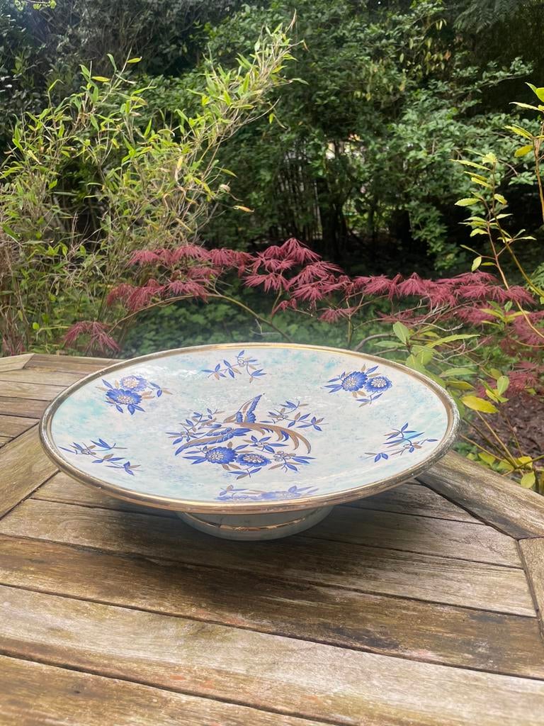 Grand plat rond Blue Bird Boch sur pied, Enlèvement ou Envoi