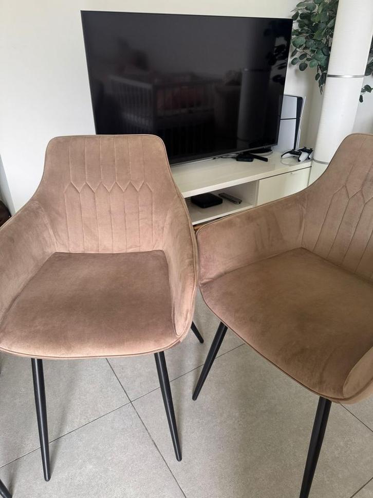 Eetkamerstoelen, Huis en Inrichting, Stoelen, Gebruikt, Metaal, Bruin, Ophalen