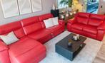 Canapé cuir rouge haut de gamme 6 places - relax électrique, Enlèvement, Comme neuf, Cuir, Cuir rouge moderne