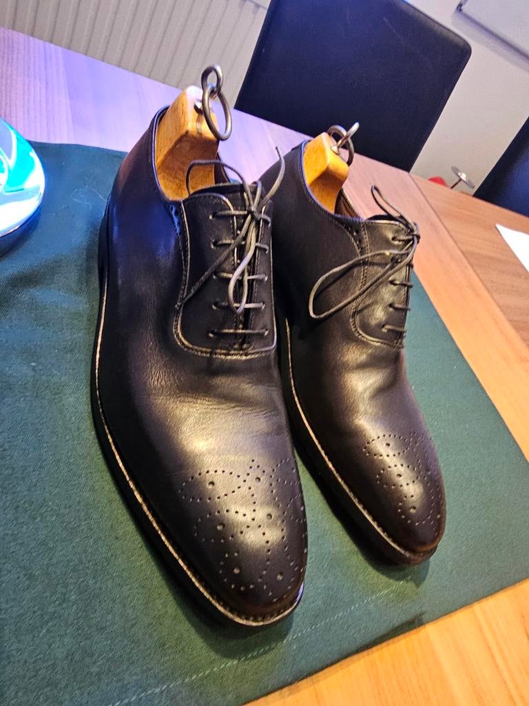 Richelieu Heaschung en cuir noir et taille 7.5, Enlèvement ou Envoi, Chaussures à lacets, Comme neuf, Heaschung