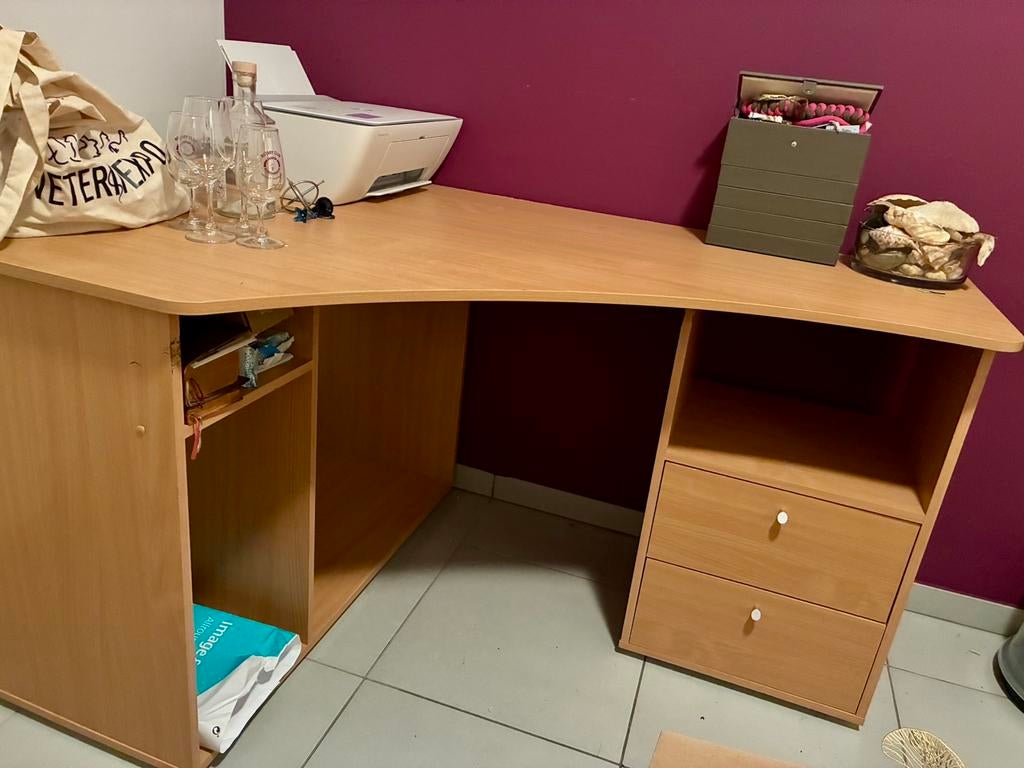 Bureau en coin, Maison & Meubles, Bureaux, Utilisé, Bureau d'angle, IKEA, Classique, Bois, Avec tiroirs, Espace de rangement, Enlèvement