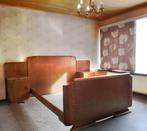 Vintage bed massief hout met 2 nachtkastjes art deco stijl, Huis en Inrichting, Slaapkamer | Bedden, Ophalen, Gebruikt, Bruin