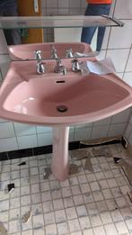 vintage roze wastafel (en bidet en bad), Huis en Inrichting, Badkamer | Badkamermeubels, Ophalen, Gebruikt, Wasbak of Wastafel