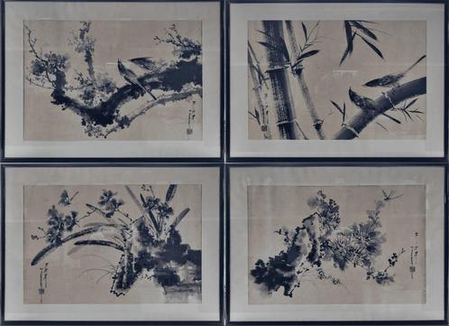 Vier seizoenen sumi-e schilderingen uit Vietnam, Antiek en Kunst, Kunst | Schilderijen | Klassiek, Ophalen of Verzenden