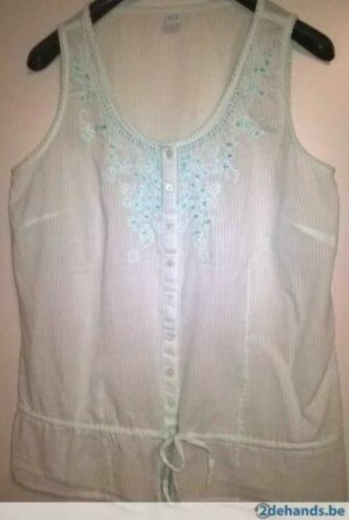 Mooi gestreept pastelgroen zomerbloesje - M&S - maat 42, Kleding | Dames, Blouses en Tunieken, Zo goed als nieuw, Maat 42/44 (L)
