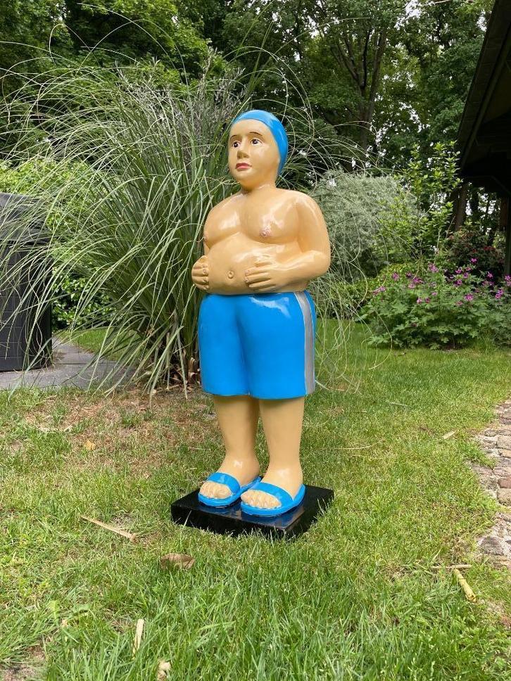 (Tuin)Beeld duikende man, tuin, Gazon, zwembad, vijver 85cm, Tuin en Terras, Tuinbeelden, Nieuw, Mensenbeeld, Kunststof, Ophalen
