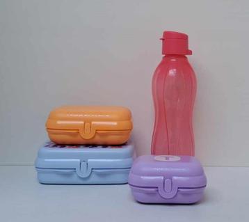Tupperware™ « Lunchset » salmon - blauw - geel  beschikbaar voor biedingen