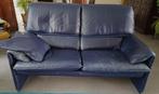 Lederen salon, donkerblauw, 2-zit en 3-zit, Huis en Inrichting, Ophalen, Gebruikt, Leer
