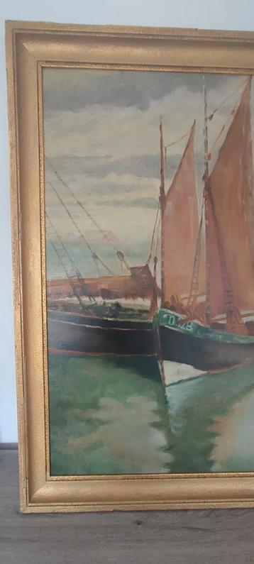 Oud zeezicht olieverf schilderij op paneel in mooie kader  beschikbaar voor biedingen