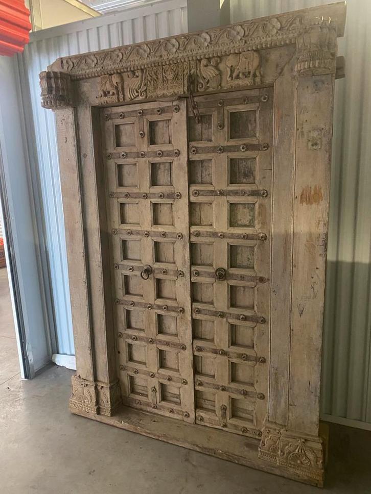 Antieke Indiase Poort – Sfeervol, Massief Hout, Handgesneden, Antiek en Kunst, Kunst | Beelden en Houtsnijwerken, Ophalen