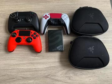 3 Playstation Controllers, harde schijf 4TB, 2 Cases