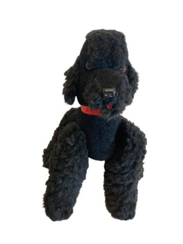 Vintage pluche poedel hond - zwart - jaren 60-70 beschikbaar voor biedingen