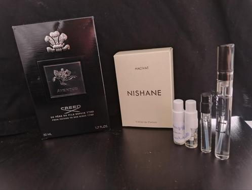Creed aventus (50ml) en Nishane hacivat (15ml) met samples, Handtassen en Accessoires, Uiterlijk | Parfum, Zo goed als nieuw, Ophalen of Verzenden