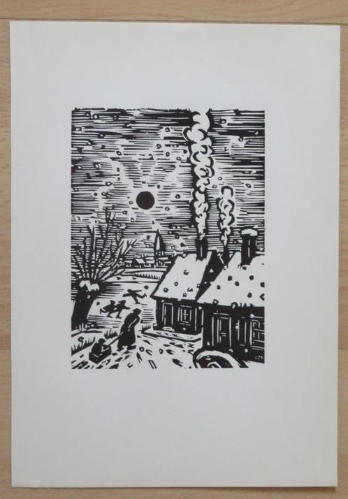 Houtsnede Frans Masereel: Winter in Vlaanderen, Antiquités & Art, Art | Eaux-fortes & Gravures, Envoi