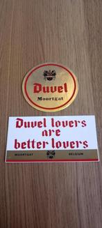 Brasserie-bier: twee oude Duvel-stickers, Verzamelen, Ophalen of Verzenden, Zo goed als nieuw, Reclamebord, Plaat of Schild, Duvel