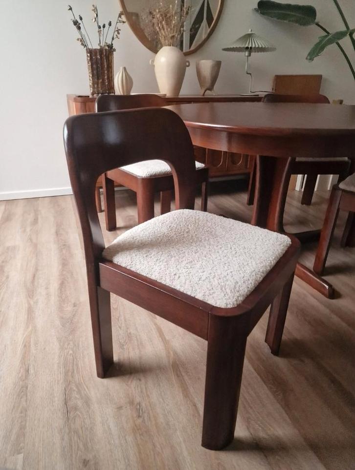 4 brutalist eetkamerstoelen mid-century jaren 70, Maison & Meubles, Chaises, Enlèvement