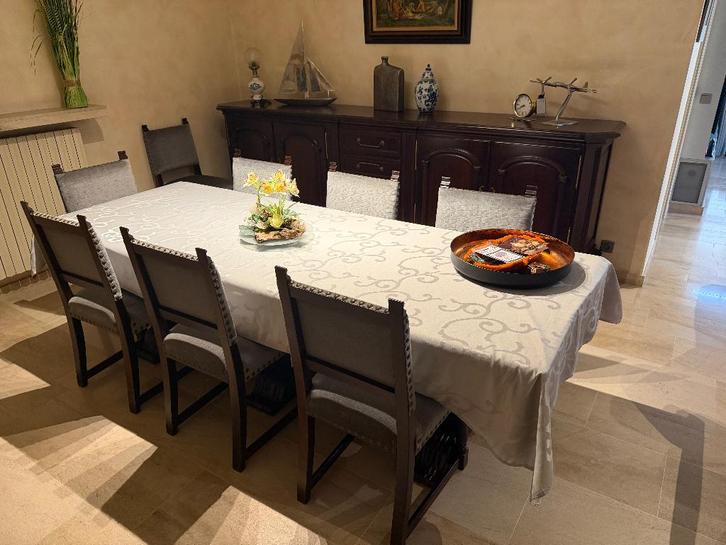 eetplaats : tafel, 8 stoelen dressoir en halkast, Huis en Inrichting, Complete eetkamers, Ophalen