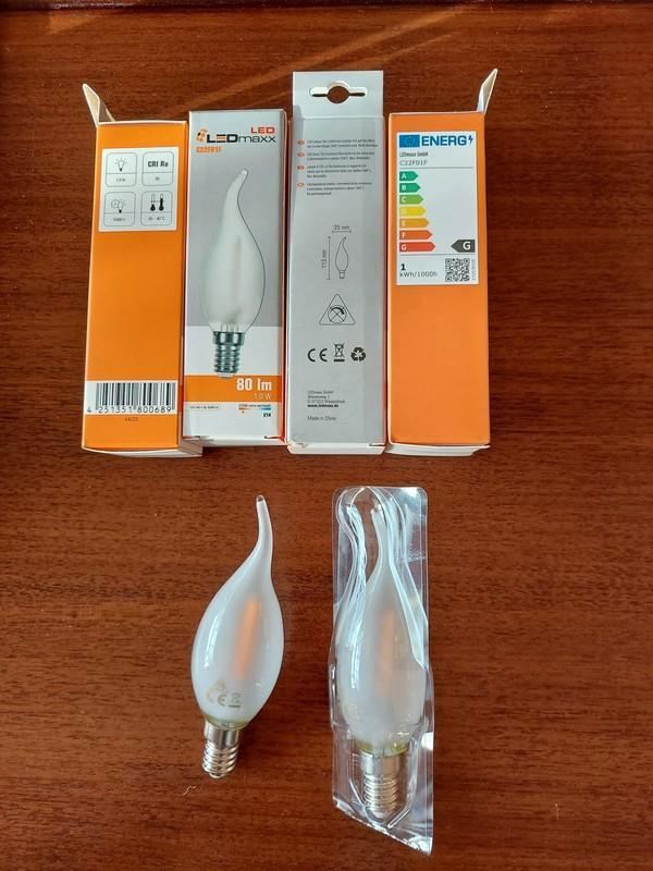 Set van 6 1W LED-vlamlampen, Huis en Inrichting, Lampen | Spots, Zo goed als nieuw, Glas, Led, Ophalen of Verzenden