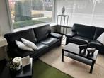 Prachtige zwarte lederen salon., Huis en Inrichting, Ophalen, Zo goed als nieuw, Leer, Modern