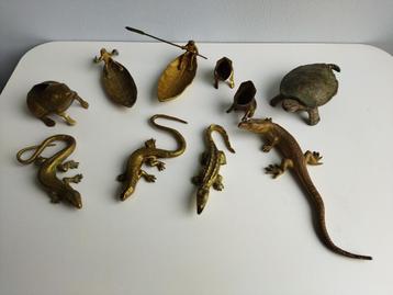 Jaren '70  lot van koperen en bronzen reptielen en amfibieën beschikbaar voor biedingen