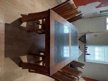 table en teak avec 6 chaises. longueur 2m . largeur 1m, Enlèvement, Comme neuf