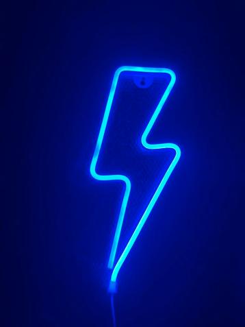 Neon lamp bliksem blauw beschikbaar voor biedingen