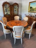 Italiaanse wortelnoten barok eettafel met 6 stoelen, Ophalen, Gebruikt, Rond, Vijf personen of meer