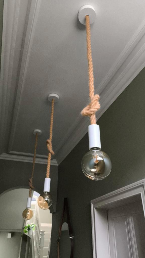 Hanglampen touw 3 stuks, Huis en Inrichting, Lampen | Kroonluchters, Ophalen of Verzenden