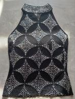 Elegante zwarte top met strass steentjes in maat small., Ophalen of Verzenden, Gedragen, Zwart