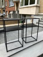 Set van 2 metalen bijzettafeltjes, mat zwart, Ophalen, Minder dan 50 cm, Zo goed als nieuw, Metaal