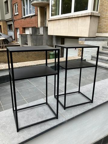 Set de 2 tables d'appoint en métal, noir mat, 25 à 50 cm, Comme neuf, Enlèvement, Moins de 50 cm