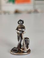 Miniatuur visser in zilver en goud., Ophalen of Verzenden, Goud