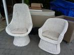 Vintage rieten zetels - 2 stuks - met kussen, Huis en Inrichting, Stoelen, Ophalen, Gebruikt, Riet of Rotan, Vintae ibiza lounge