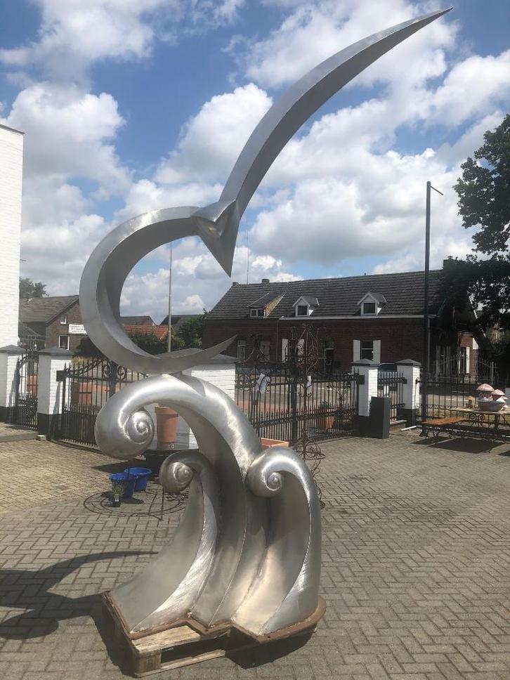 425 cm Gigantisch kunstwerk beeld rvs tuinbeeld Vogel, Tuin en Terras, Tuinbeelden, Gebruikt, Dierenbeeld, Metaal, Ophalen