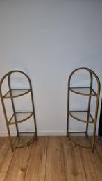 Plank van glas en goudkleurig metaal., Ophalen, Zo goed als nieuw