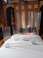 4 grote vazen of windlichten in glas, Enlèvement, Utilisé, Verre