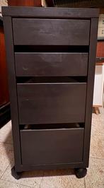 Zwart kastje op wielen, Huis en Inrichting, Kasten | Ladekasten, Ophalen, Gebruikt