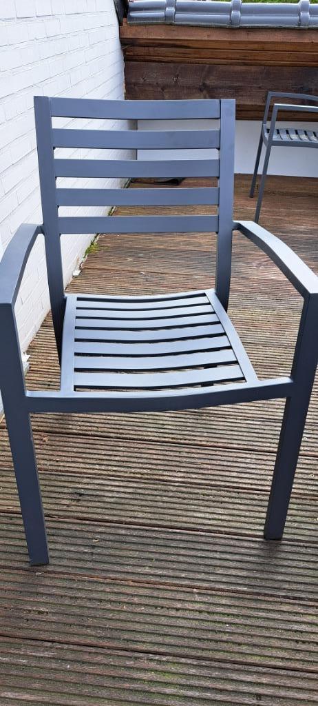 Terrasstoelen 4 stuks, Tuin en Terras, Tuinstoelen, Zo goed als nieuw, Aluminium, Stapelbaar, Ophalen