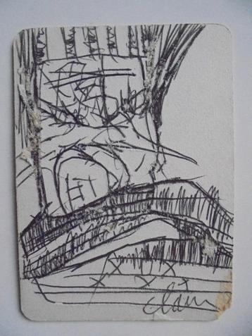 Hugo Claus  4   Abstracte Kop   Tekening beschikbaar voor biedingen