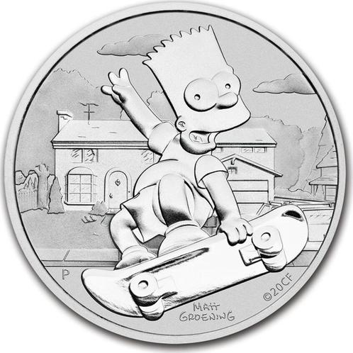 The Simpsons - Bart Simpson - 1 Oz zilver - Tuvalu 2020, Postzegels en Munten, Munten | Oceanië, Losse munt, Zilver, Ophalen of Verzenden